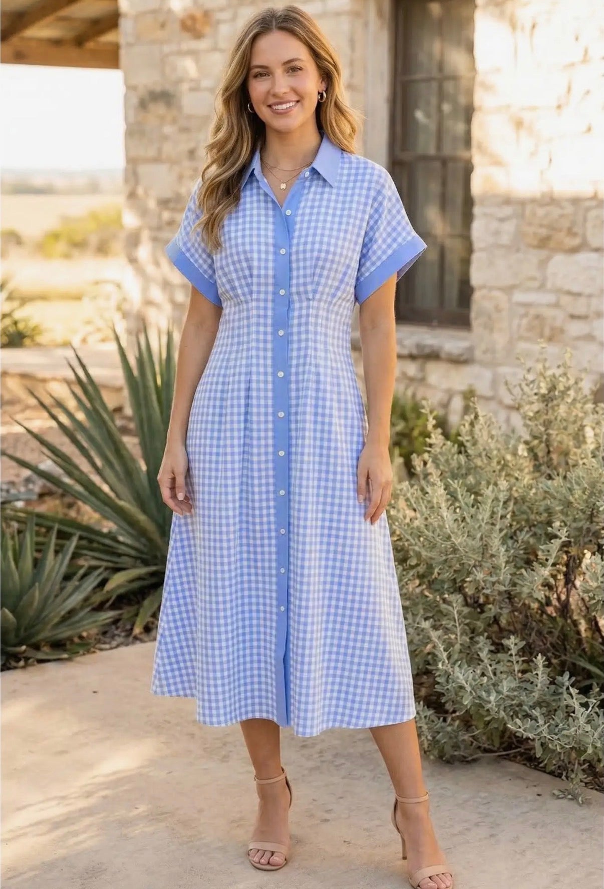 Blue checkered dress