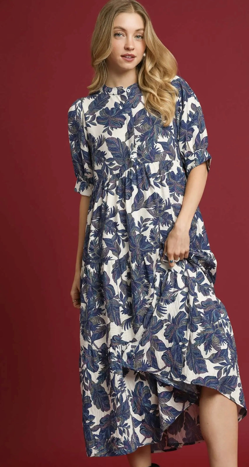 Blue leaf fall dress