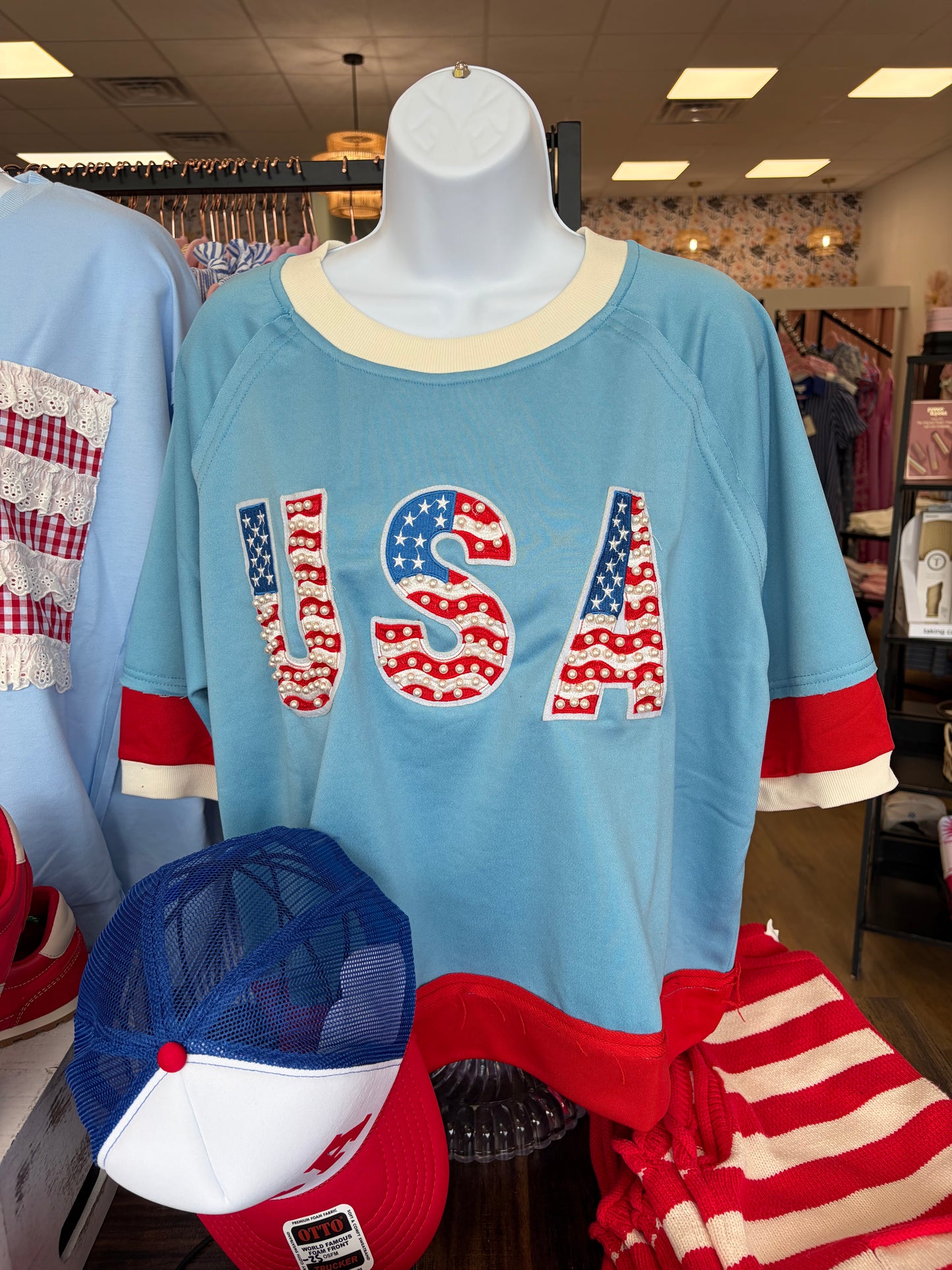 USA beaded top
