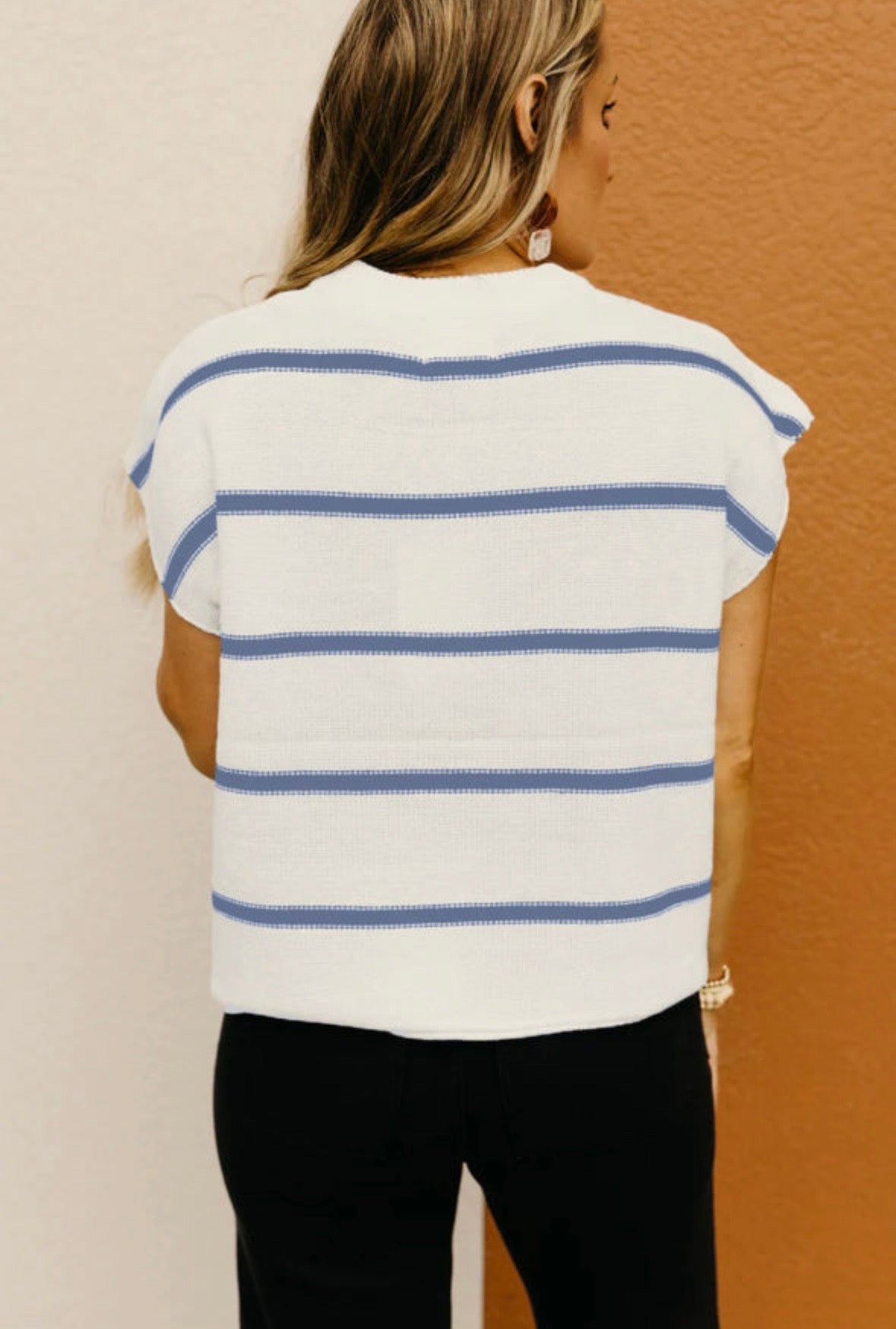 Blue stripe sweater top