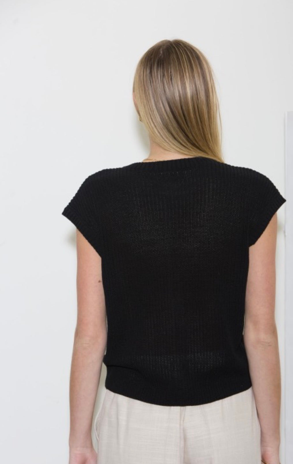 Black button sweater top