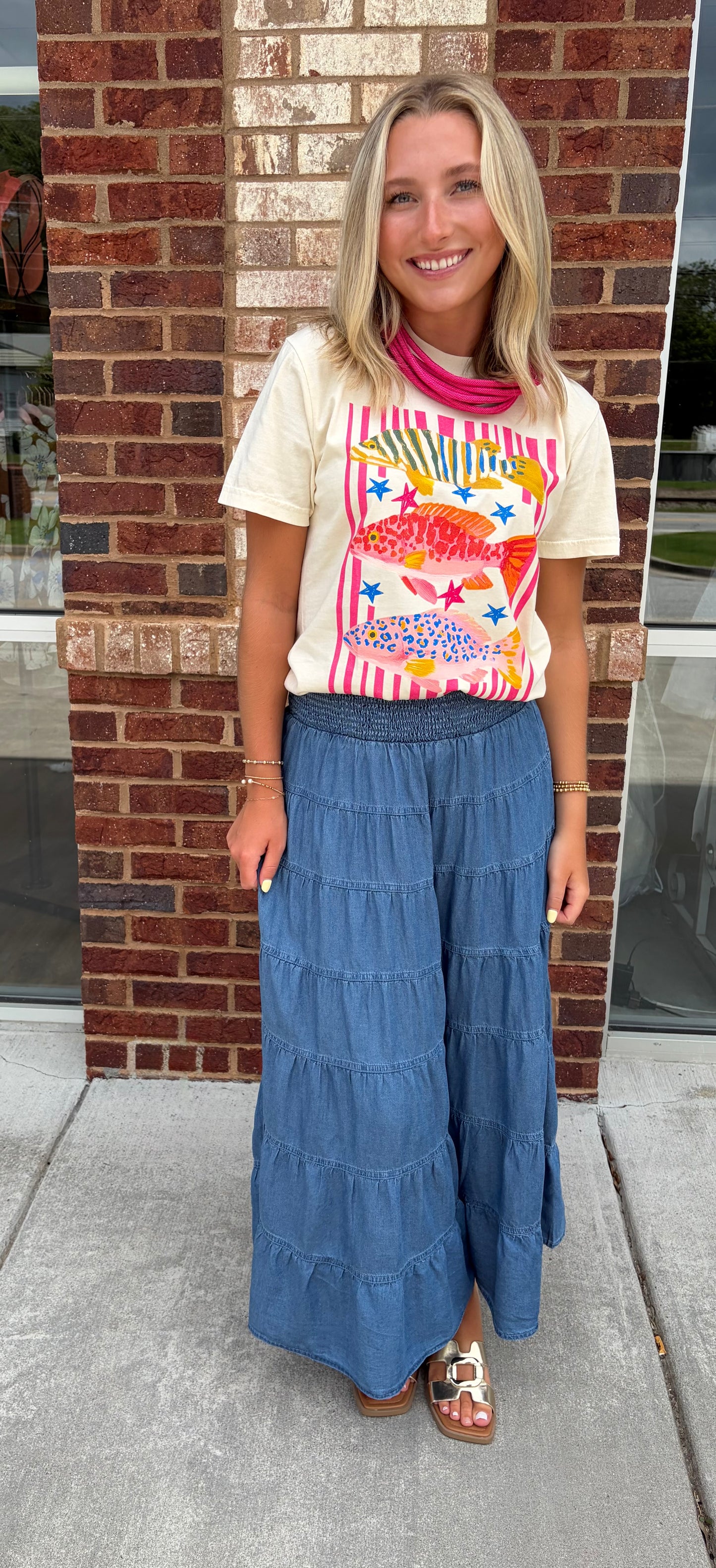 Chambray maxi skirt