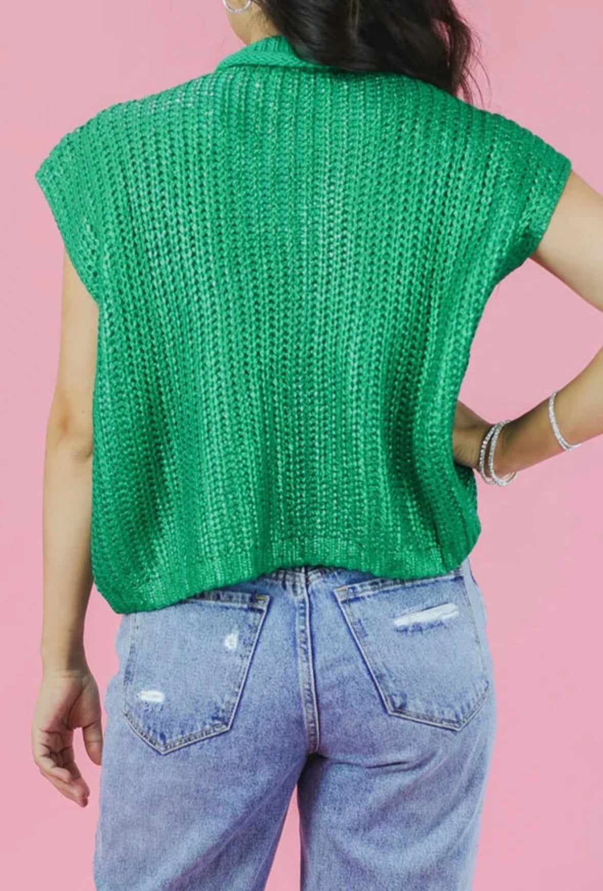 Shiny green sweater top