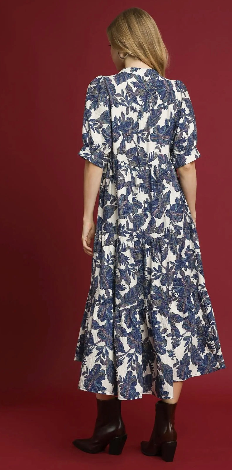 Blue leaf fall dress