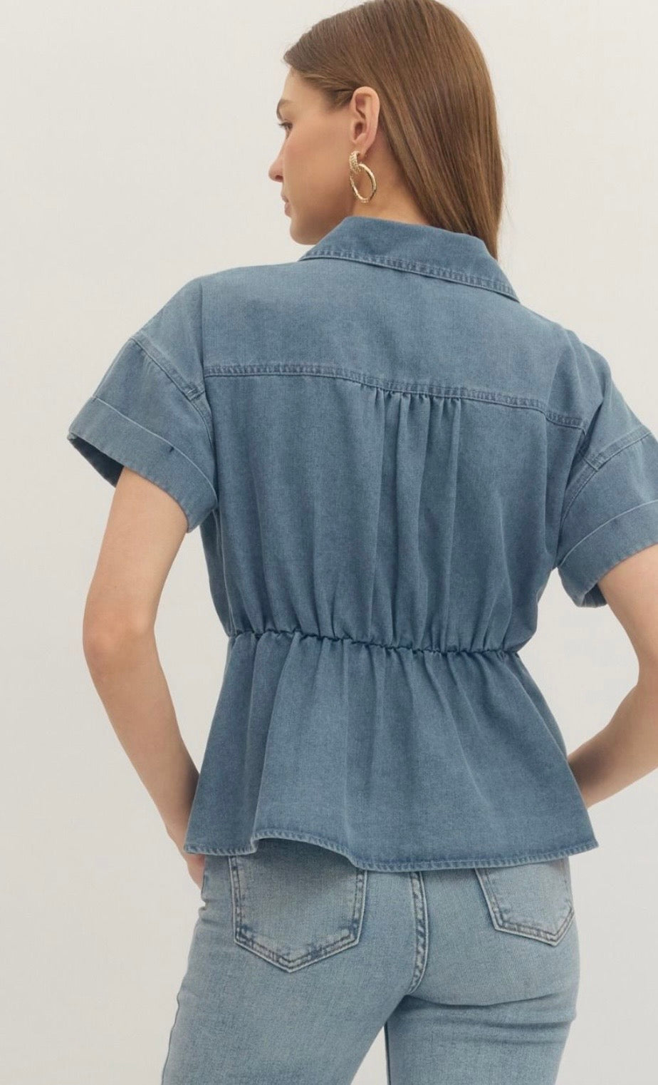 Denim button top
