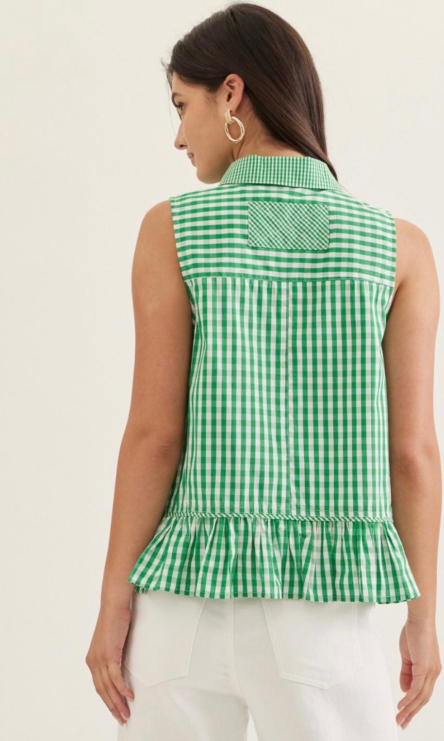Mandi green gingham top