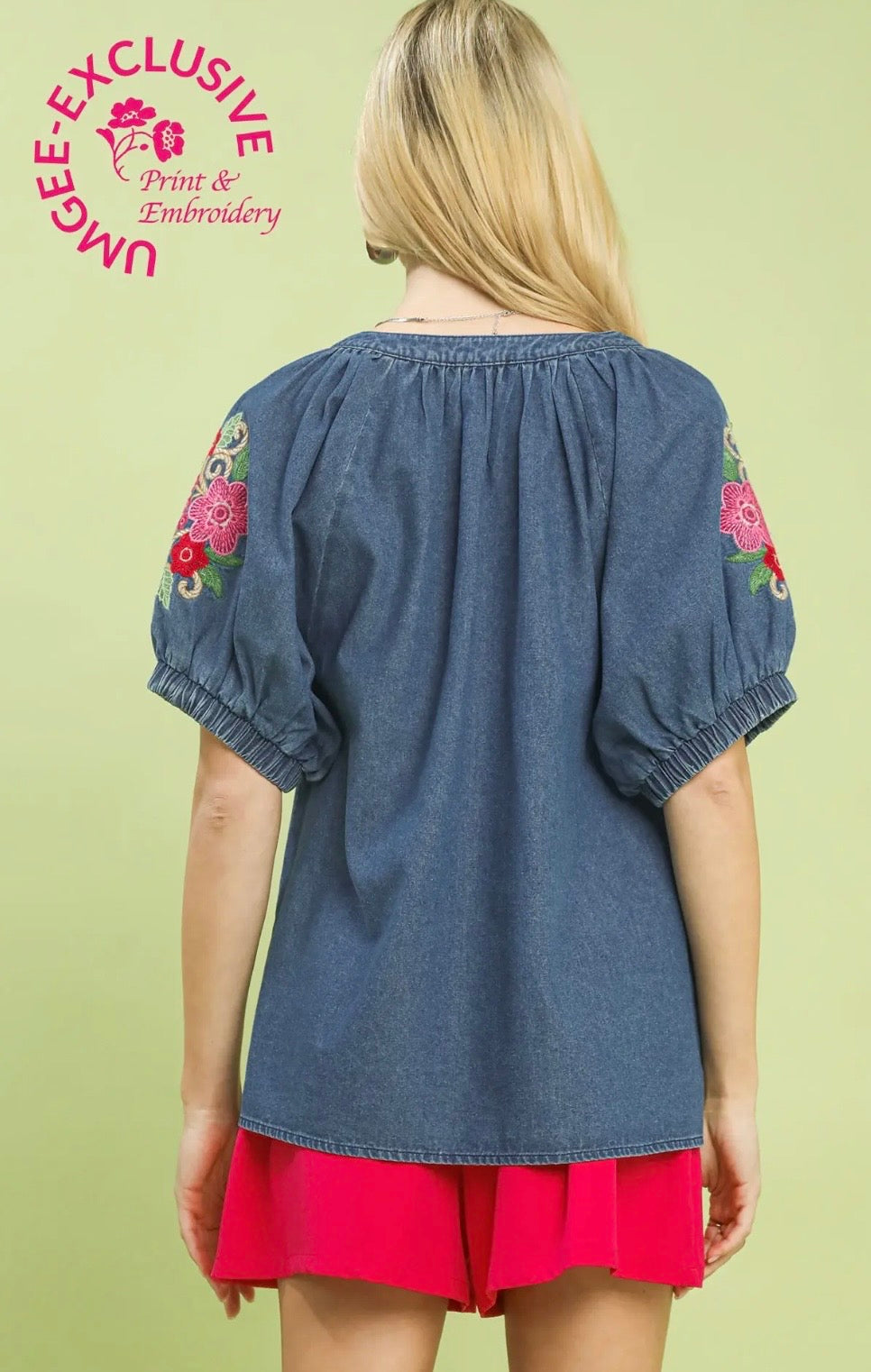 Indigo floral sleeve top