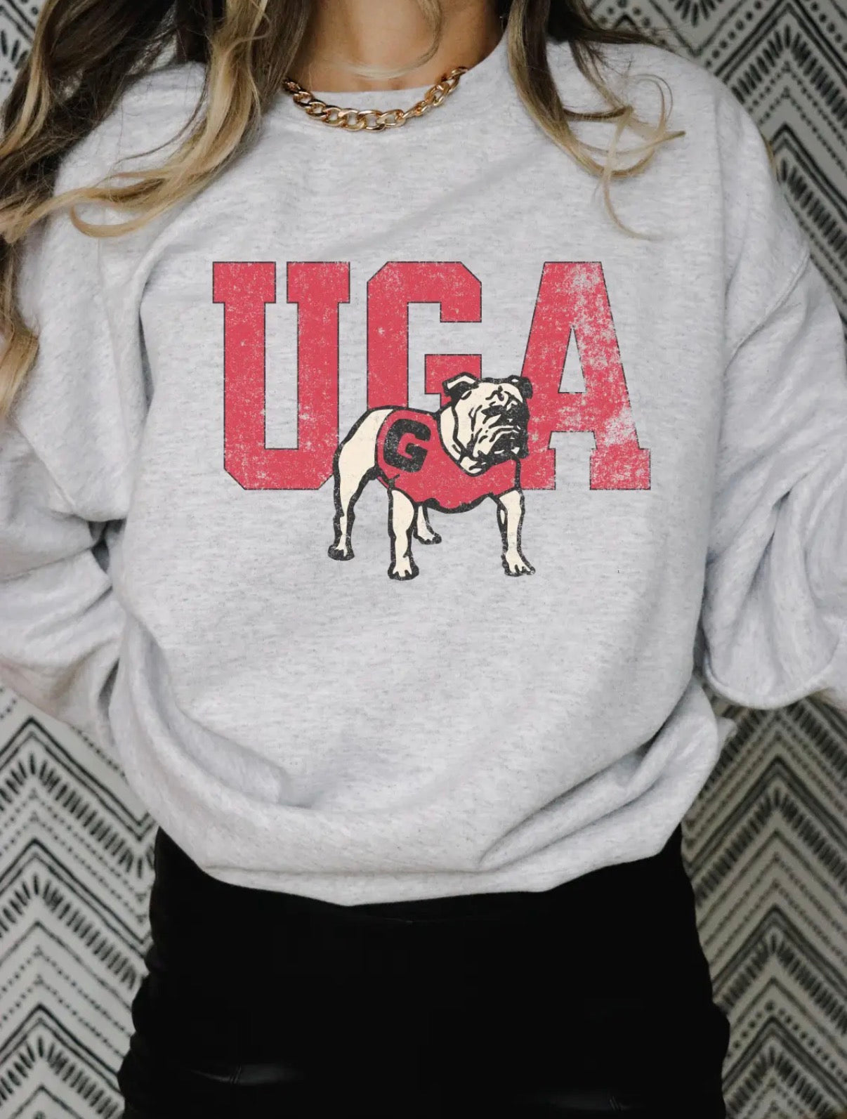 Distressed UGA sweatshirt