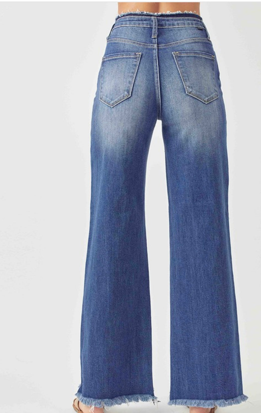 Risen HW wide leg frayed hem jeans