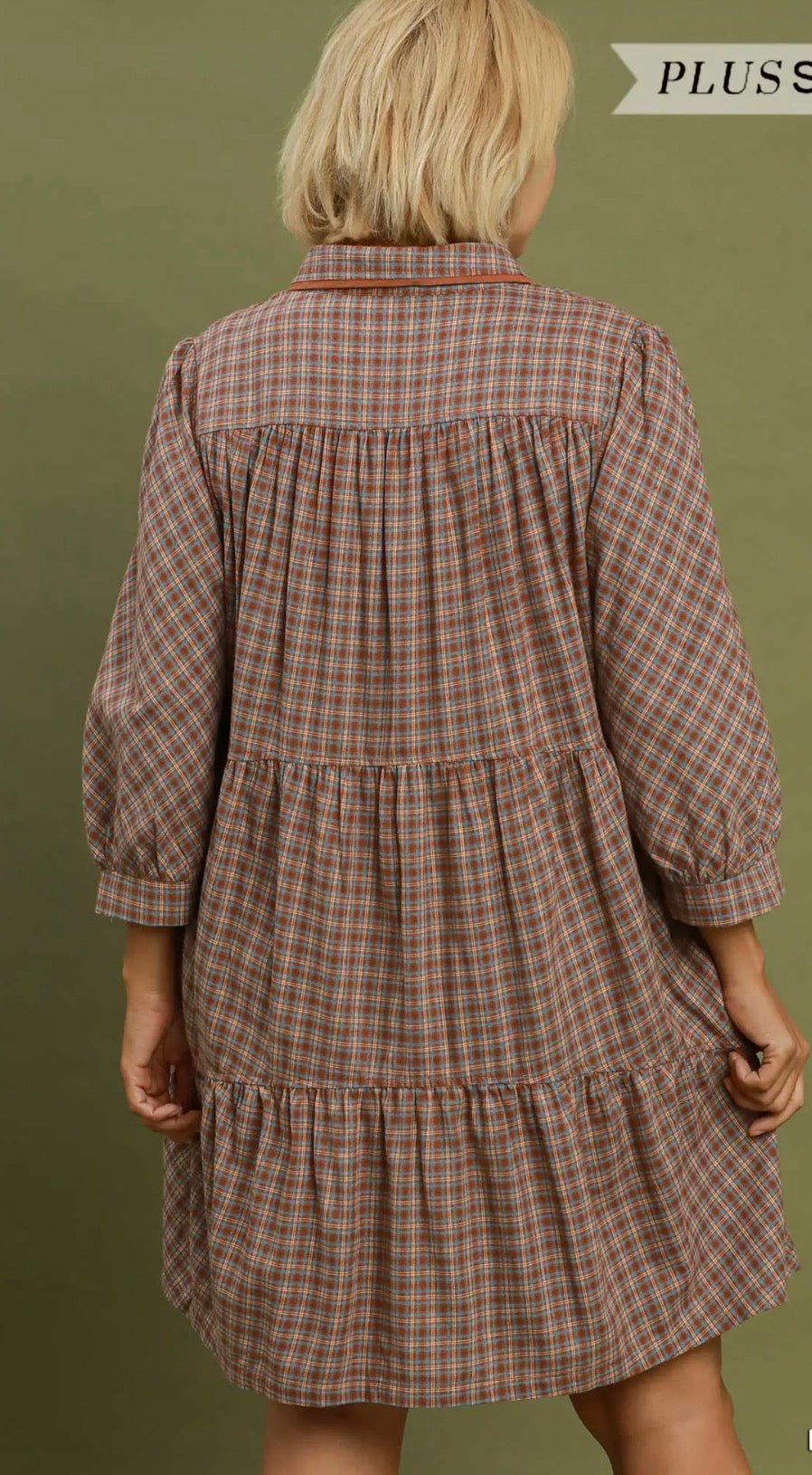 Curvy checkered button down dress