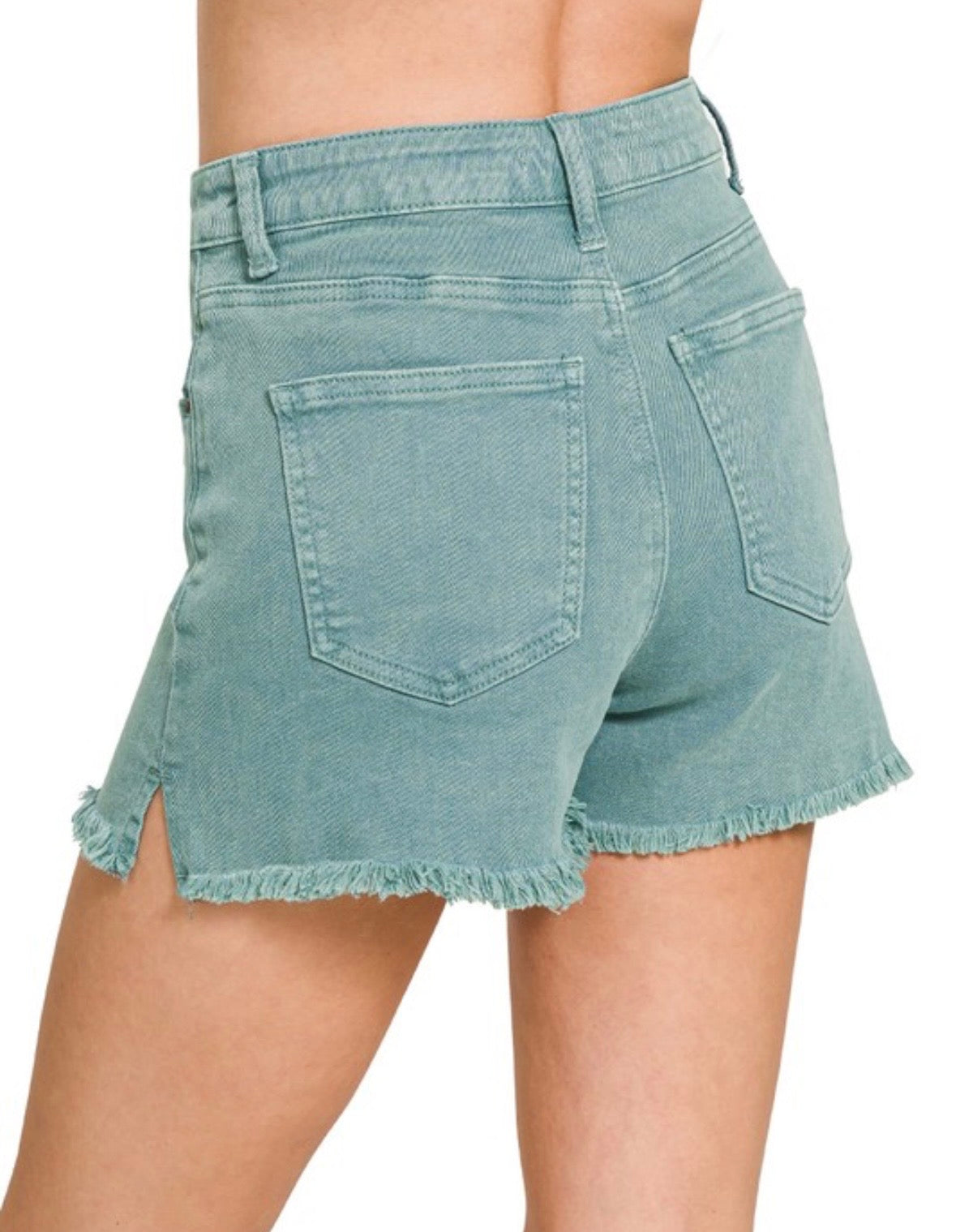 Zenana teal denim shorts