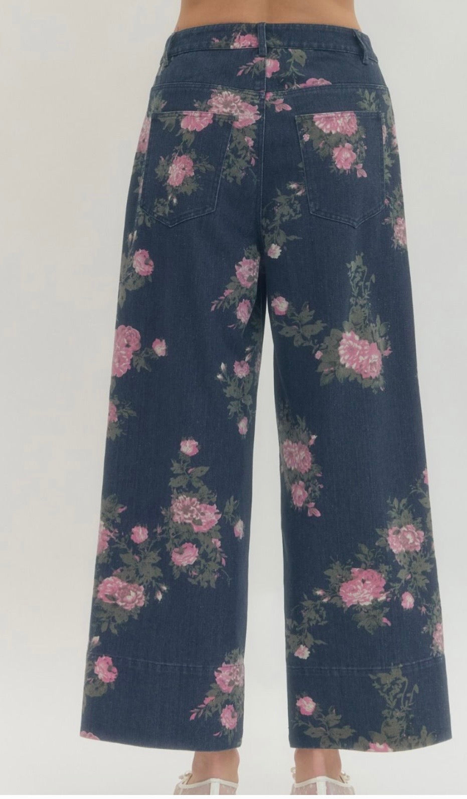 Pink floral denim