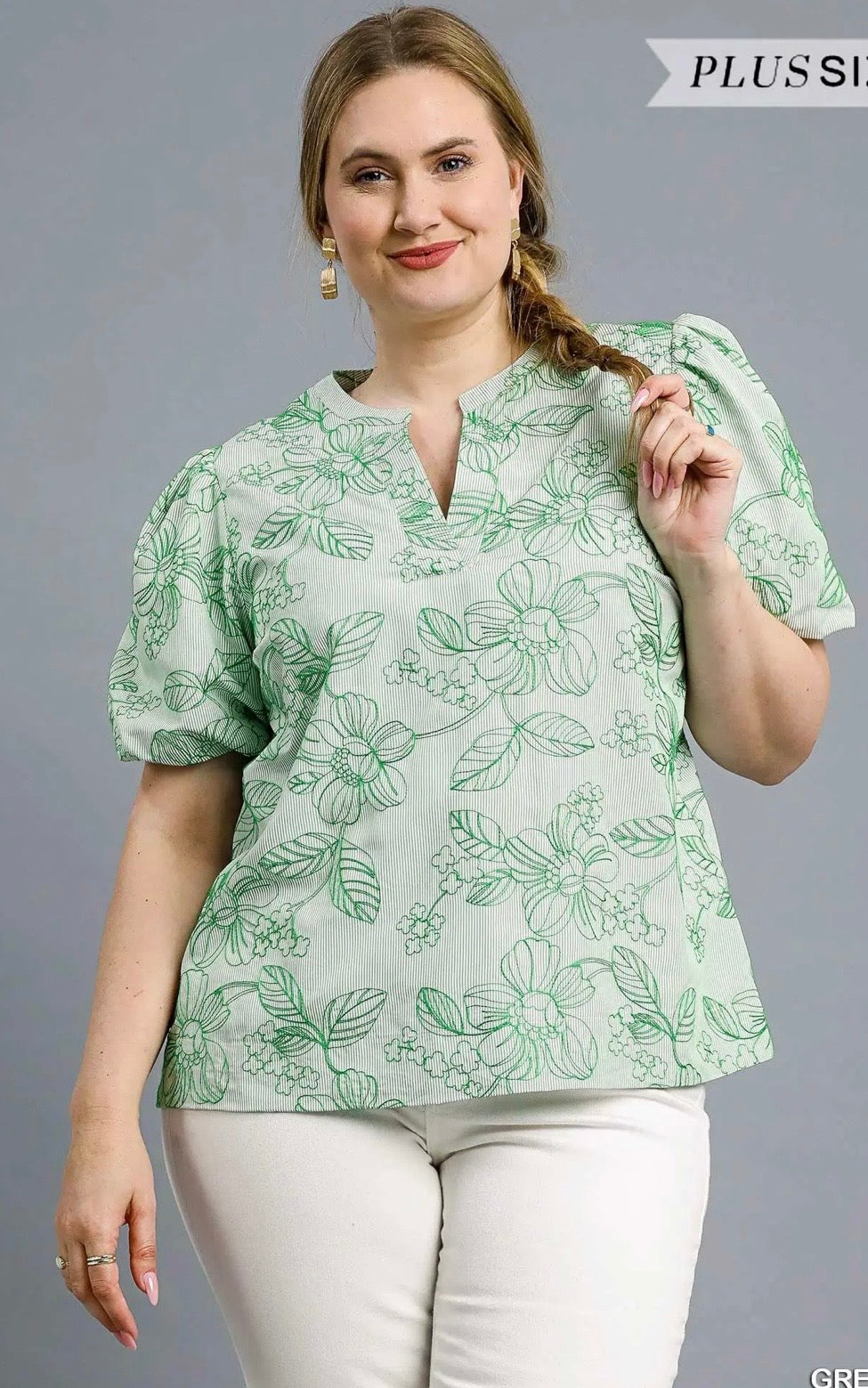 Green floral top