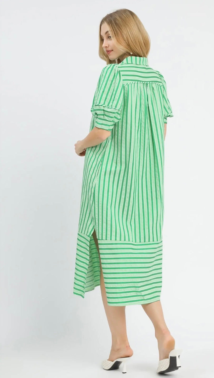Green stripe dress
