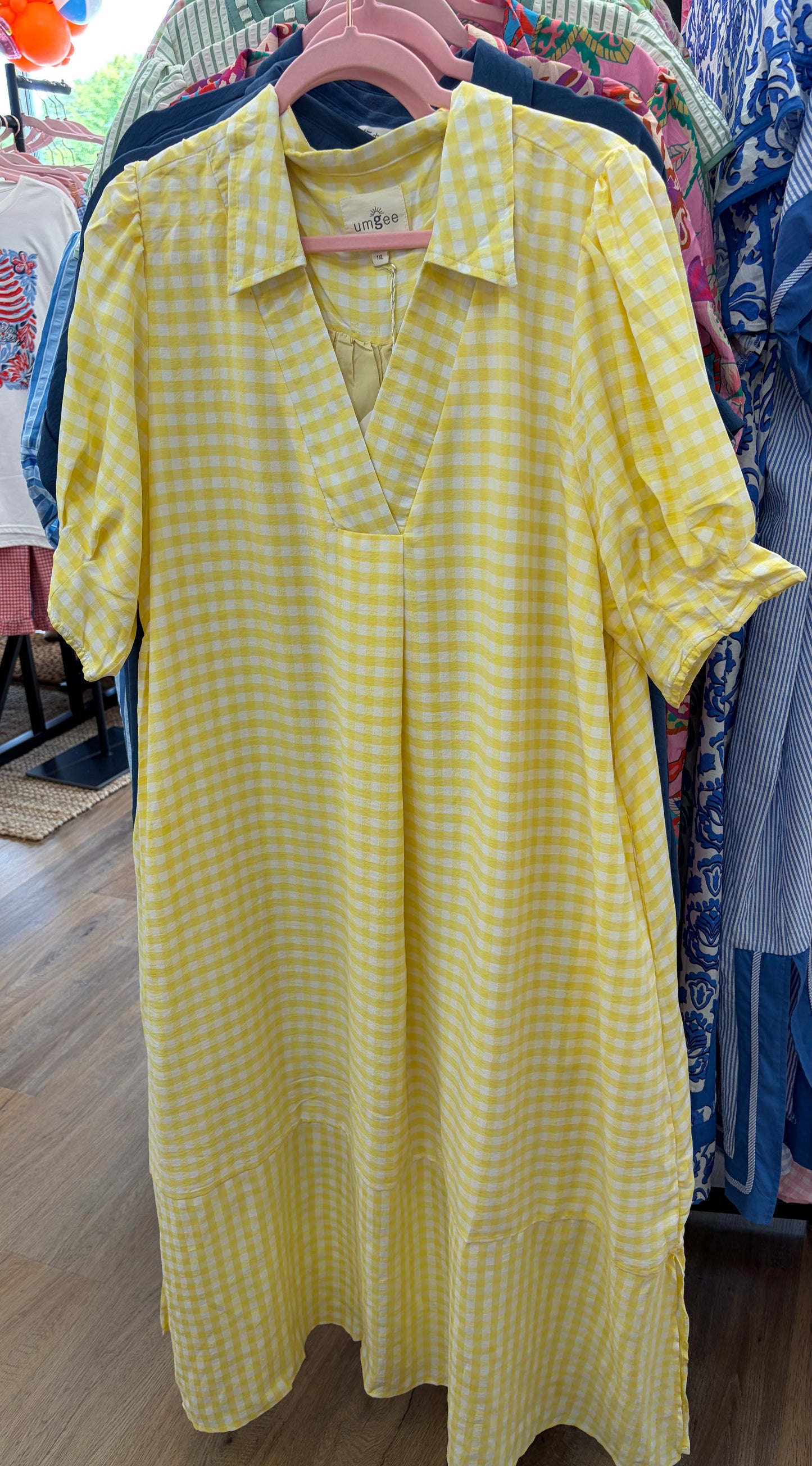 Lemon gingham curvy dress