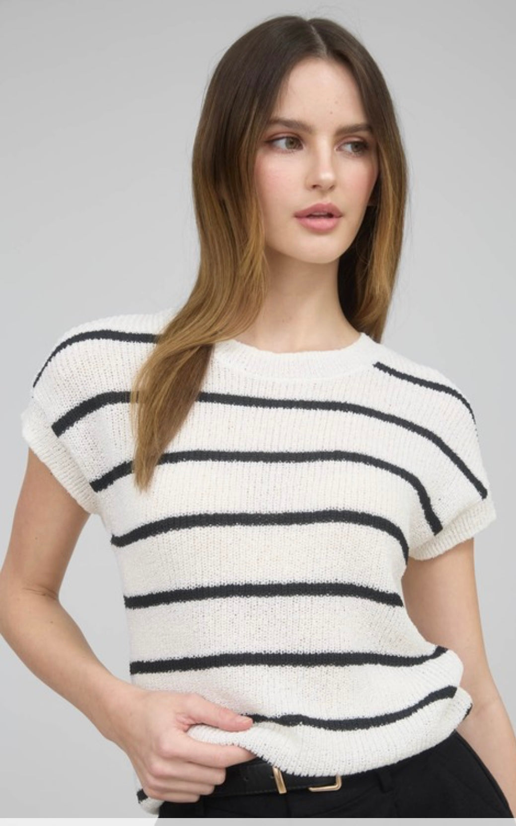 Black stripe knit top
