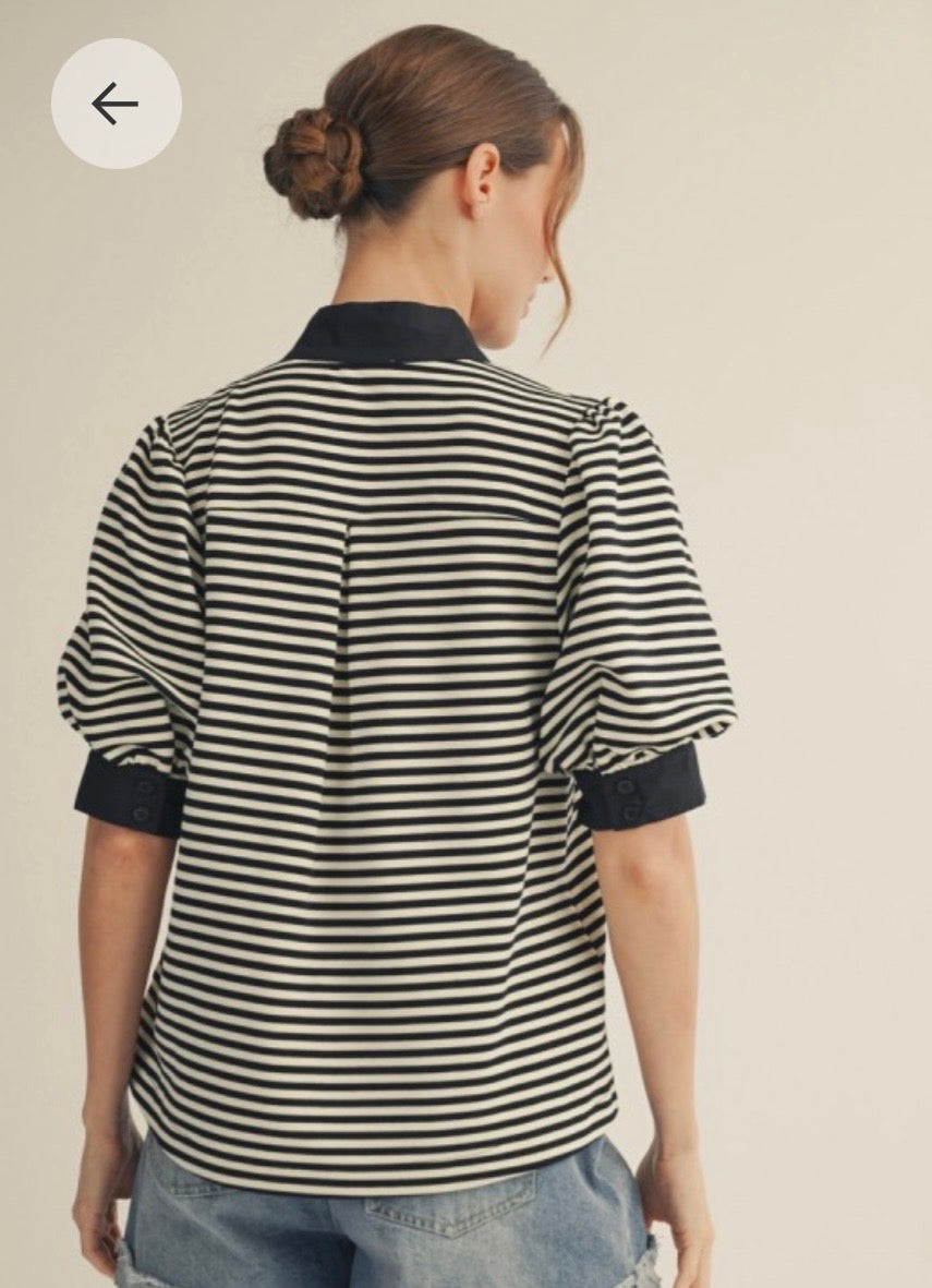 Carol black stripe top