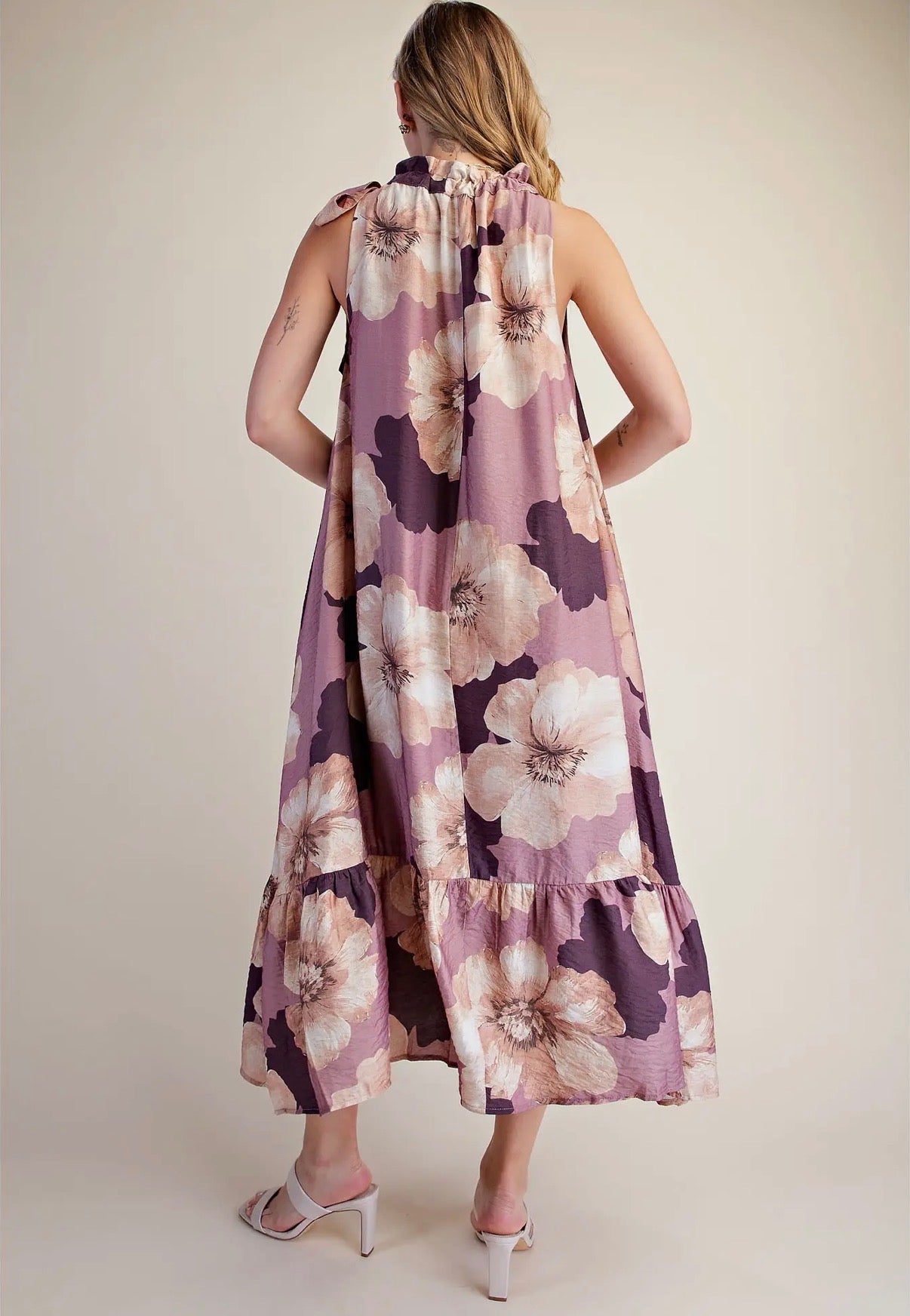 Mauve floral midi dress