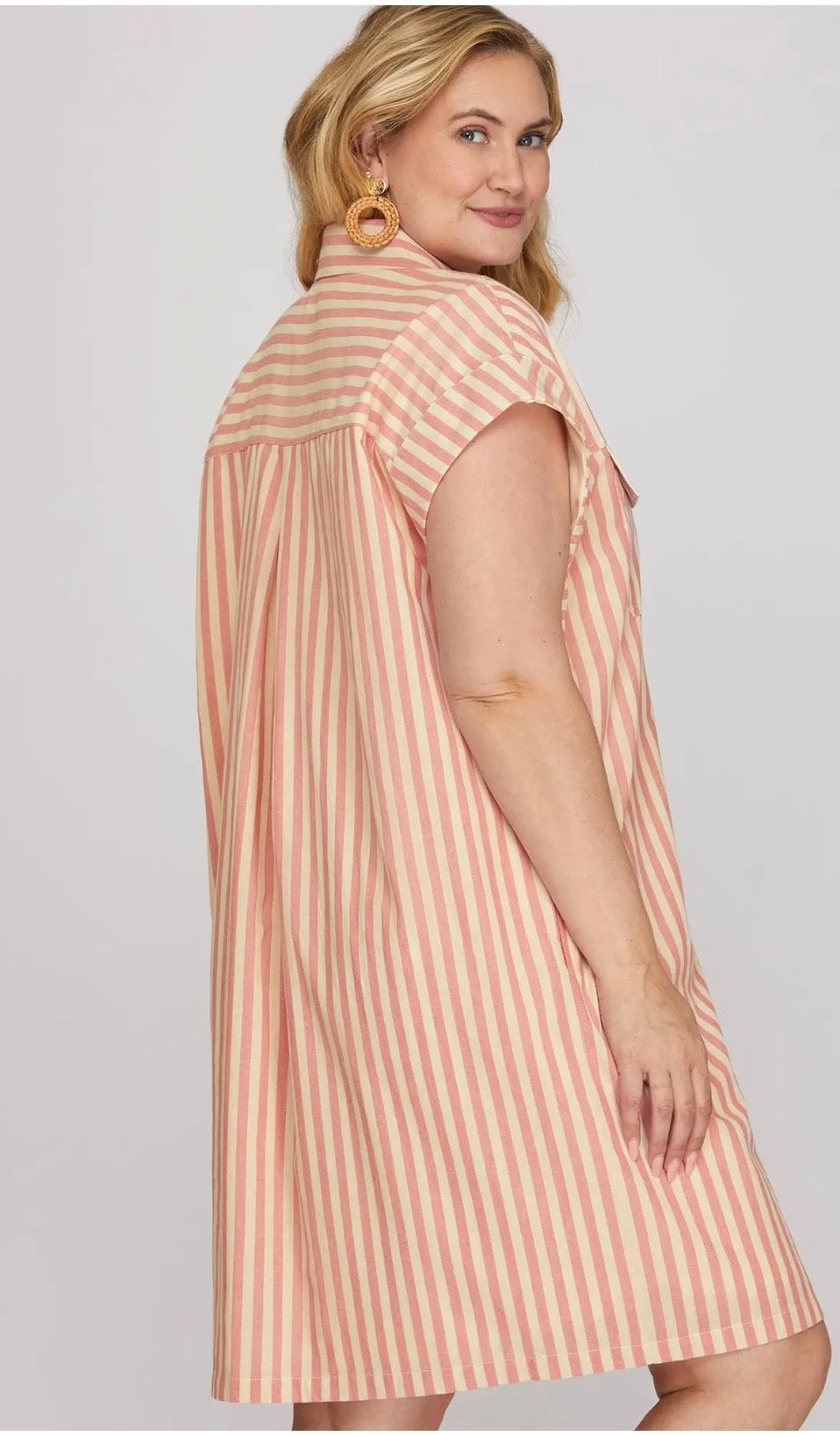 Pink stripe curvy dress