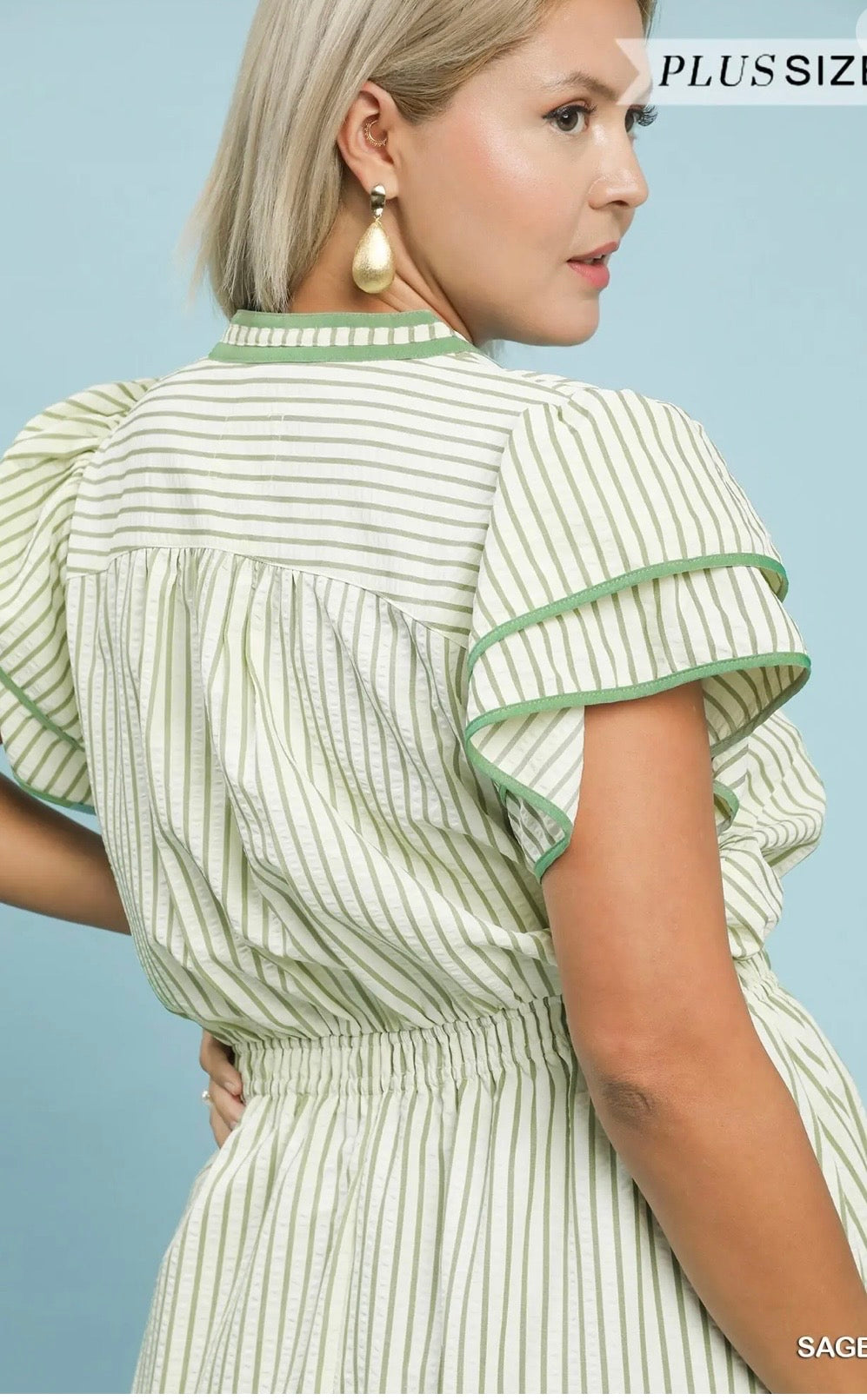Sage stripe curvy dress