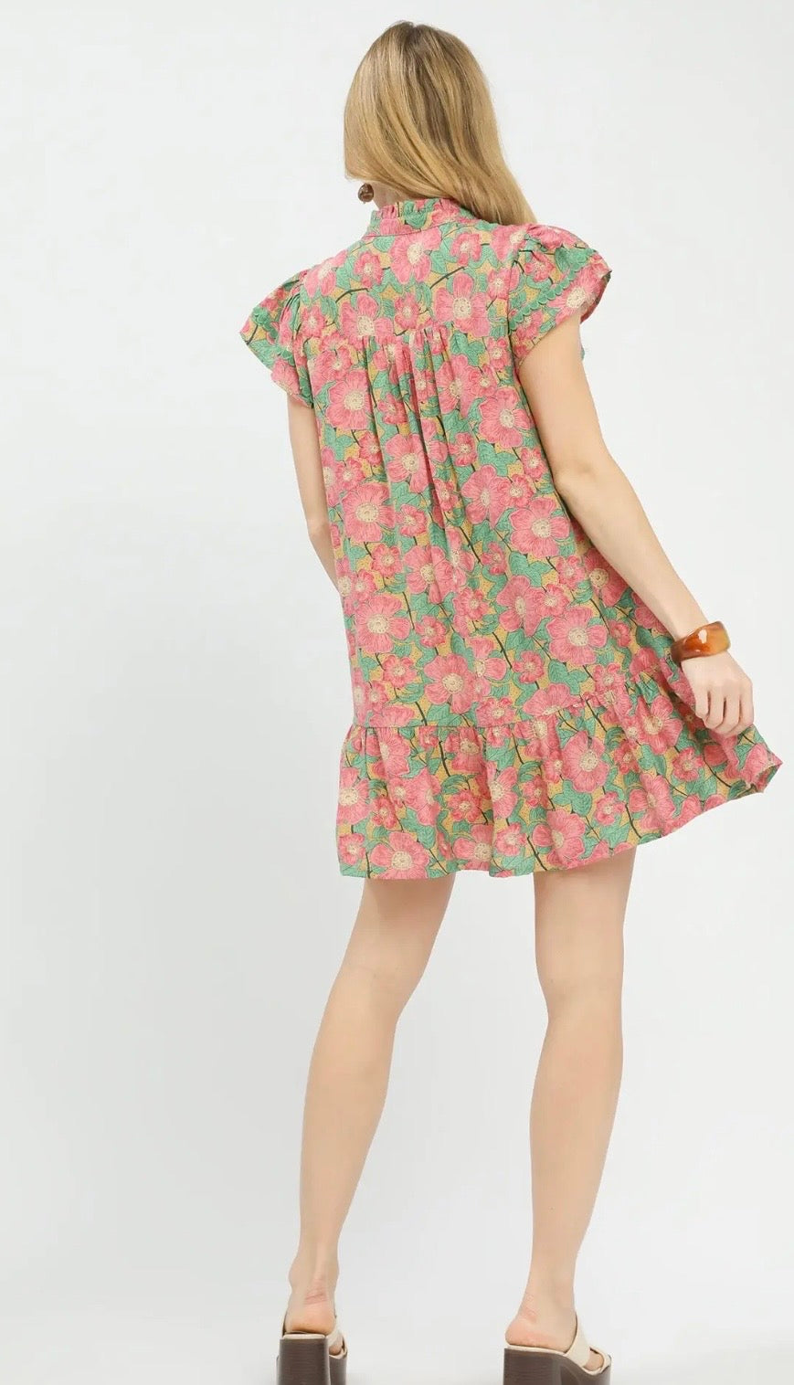 Green floral mix dress