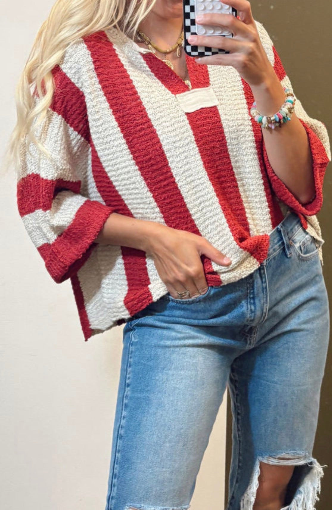 Red stripe knit