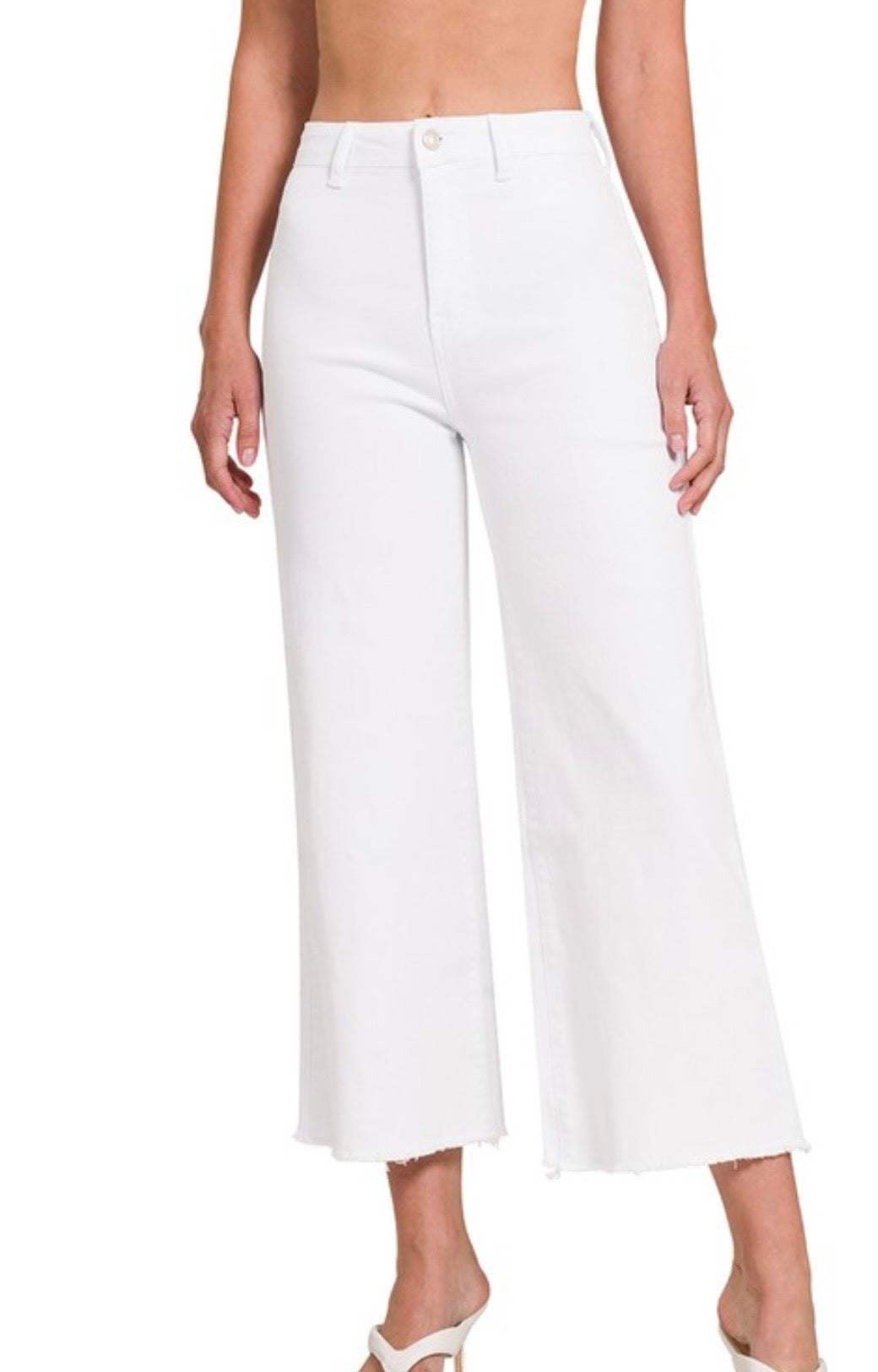 Zenana white cropped jeans