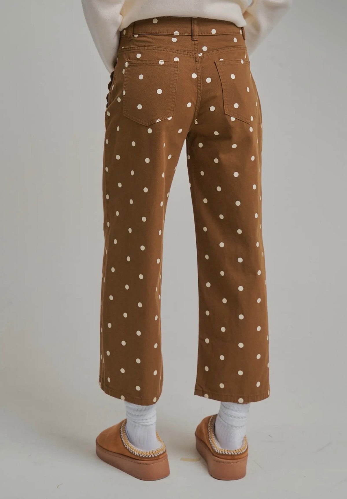 Coffee polka dot pants