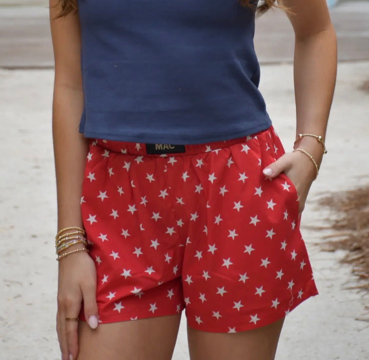 Lulu Mac red star shorts