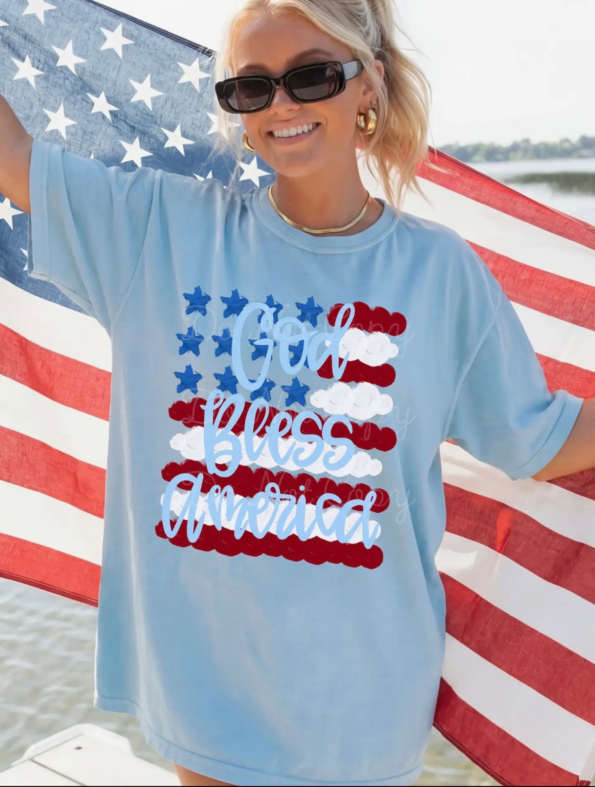 God bless America flag tee