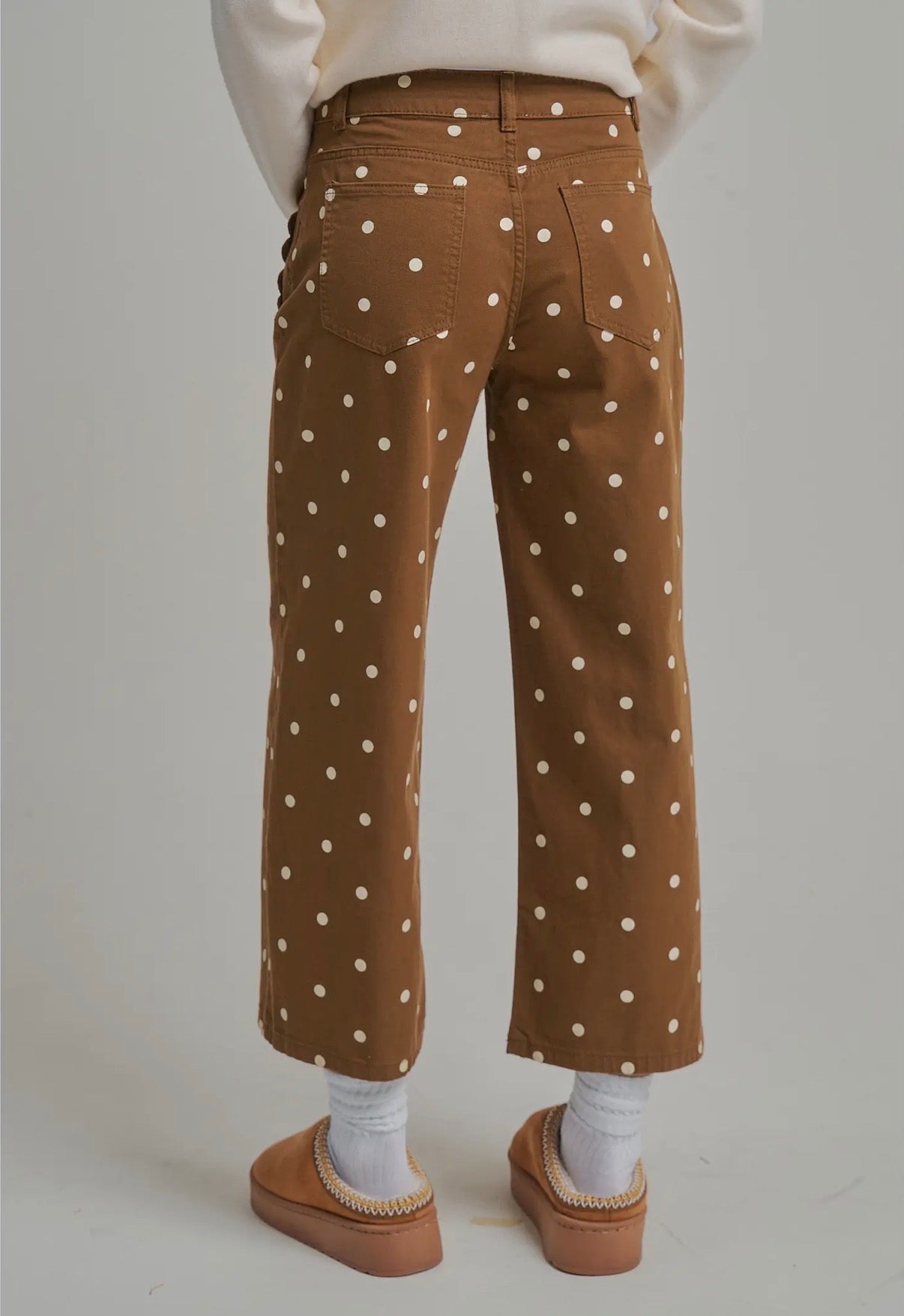 Coffee polka dot pants