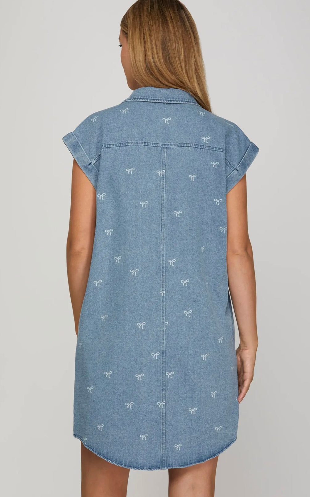 Bow denim dress