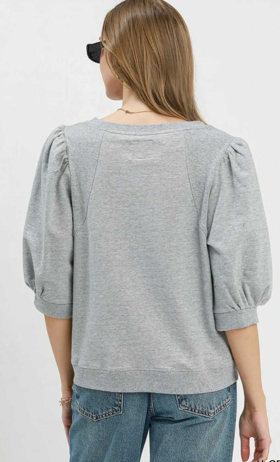 Grey round neck top