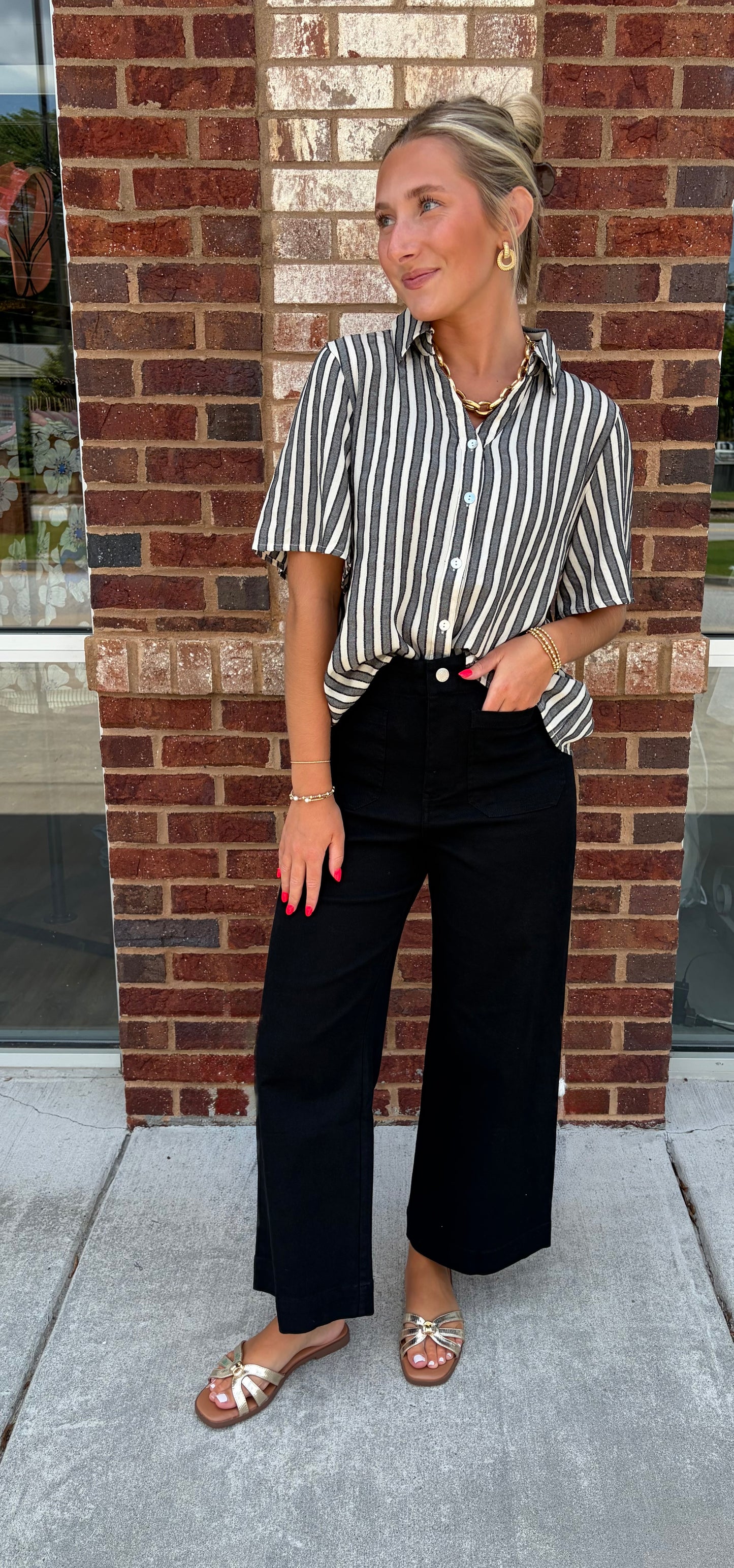 Mary black stripe top