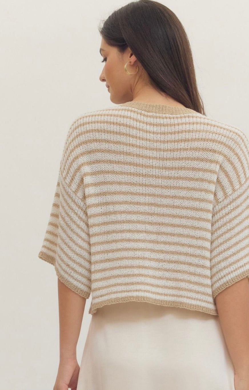 Tinley taupe button sweater