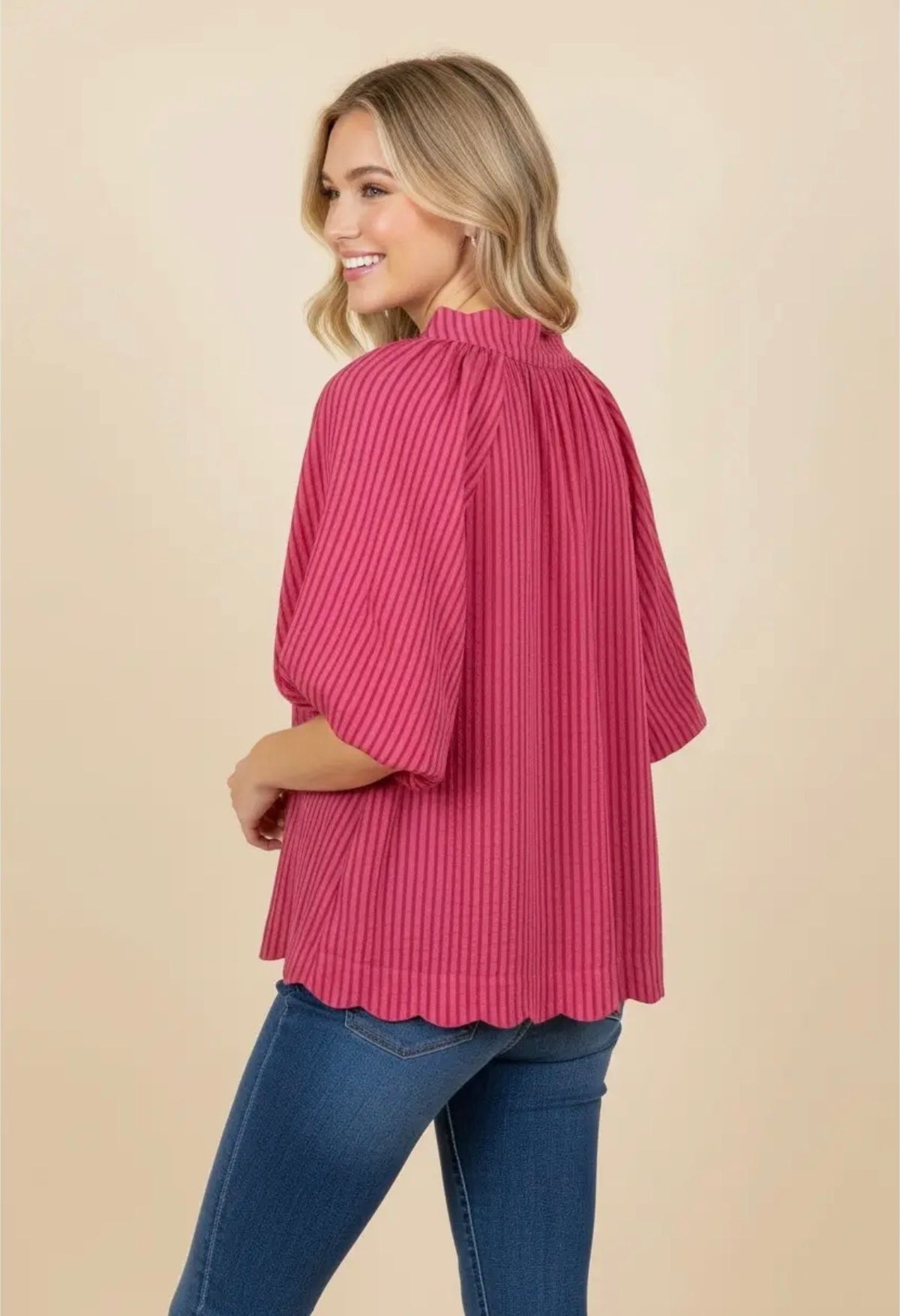 Fuchsia stripe curvy top