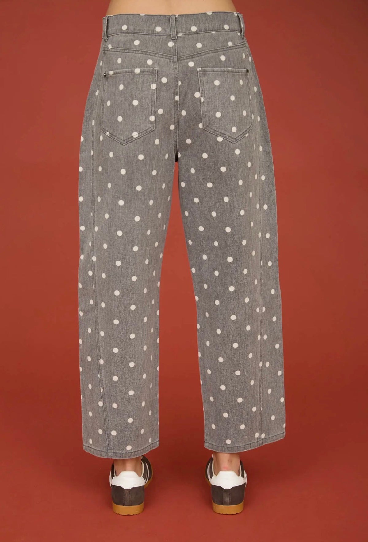 Charcoal polka dot hw wide leg