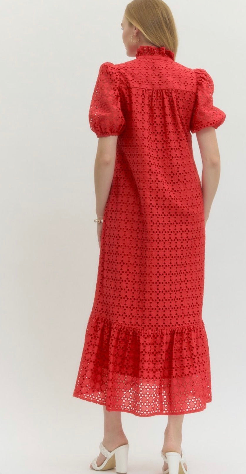 Red eyelet dress