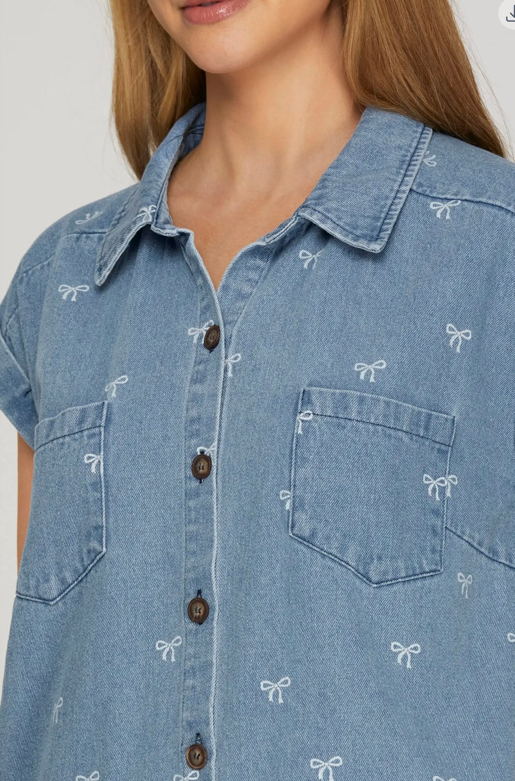 Bow denim dress