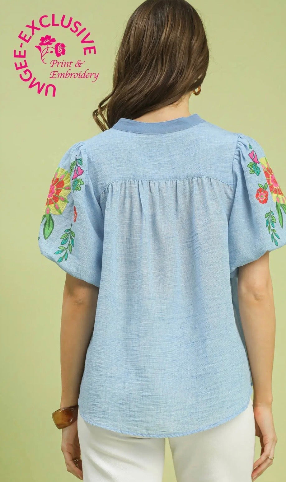 Blue floral sleeve top