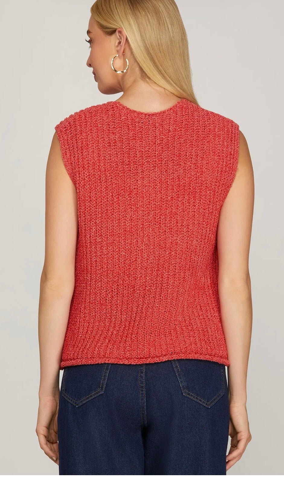 Red crochet sweater vest
