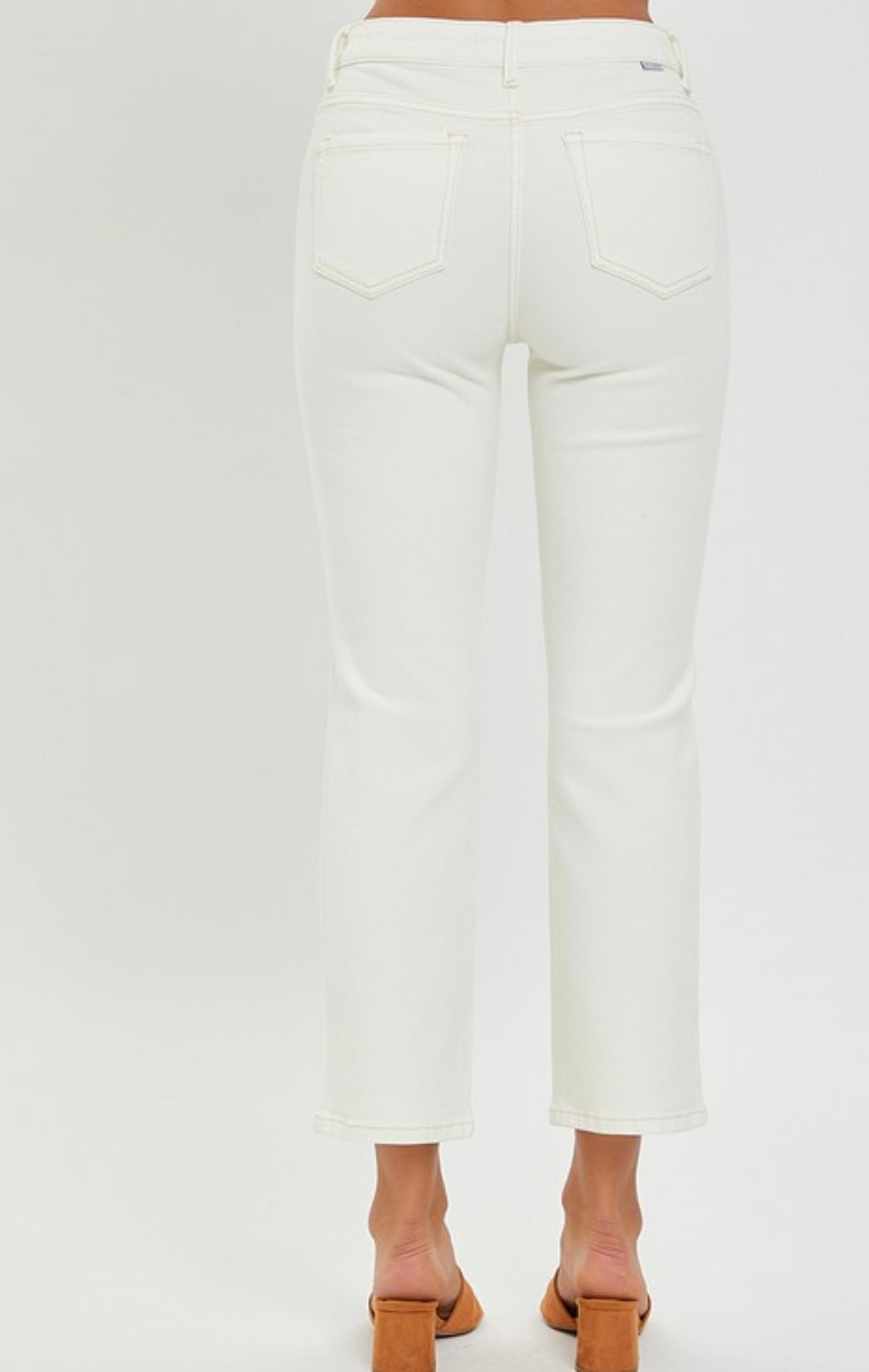 Risen midrise white jeans