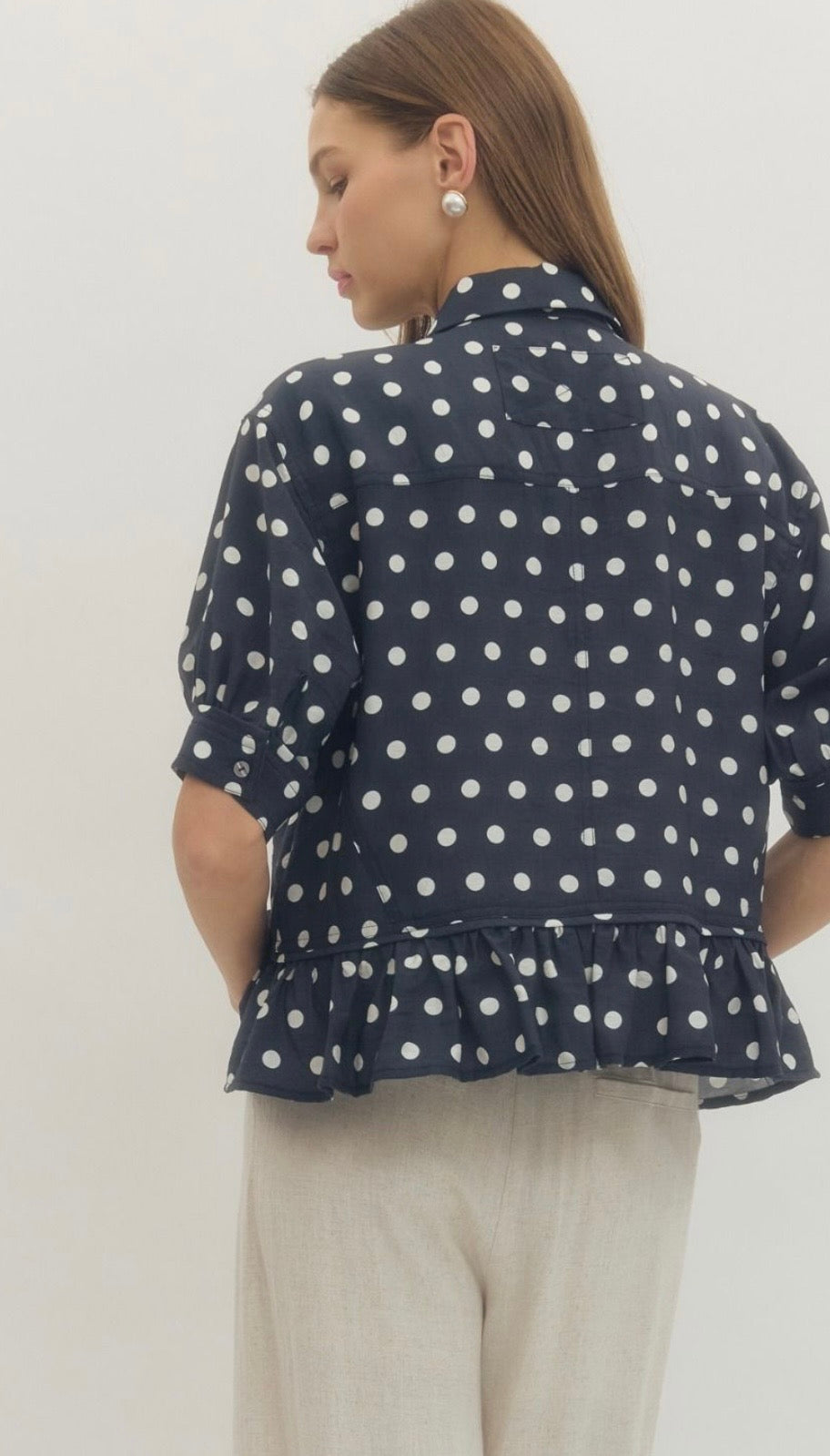 Navy dot blouse
