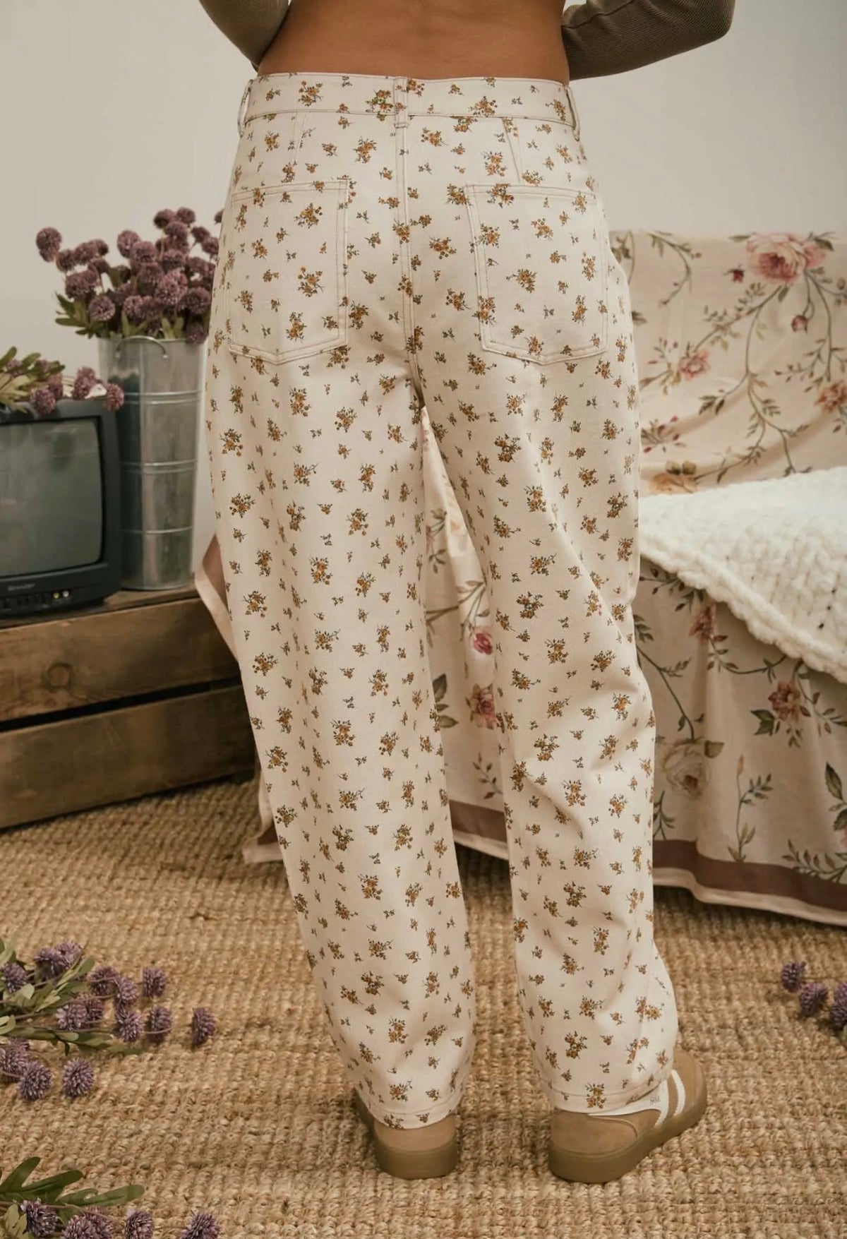 Floral pattern denim