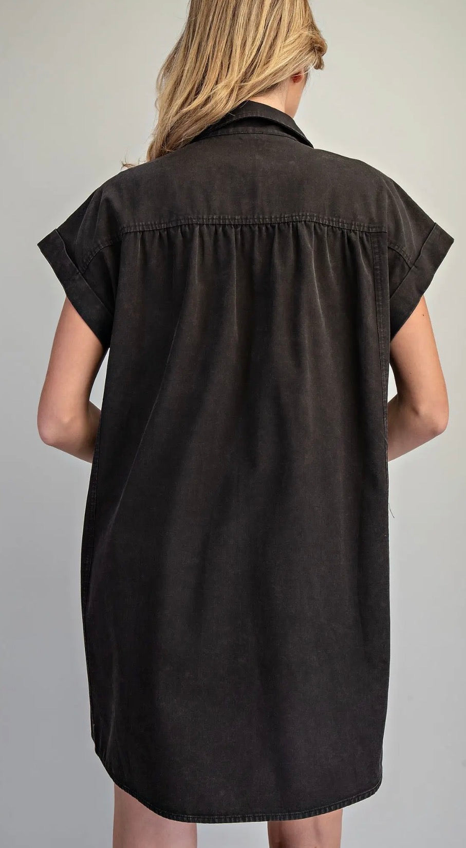 Black mini shirt dress