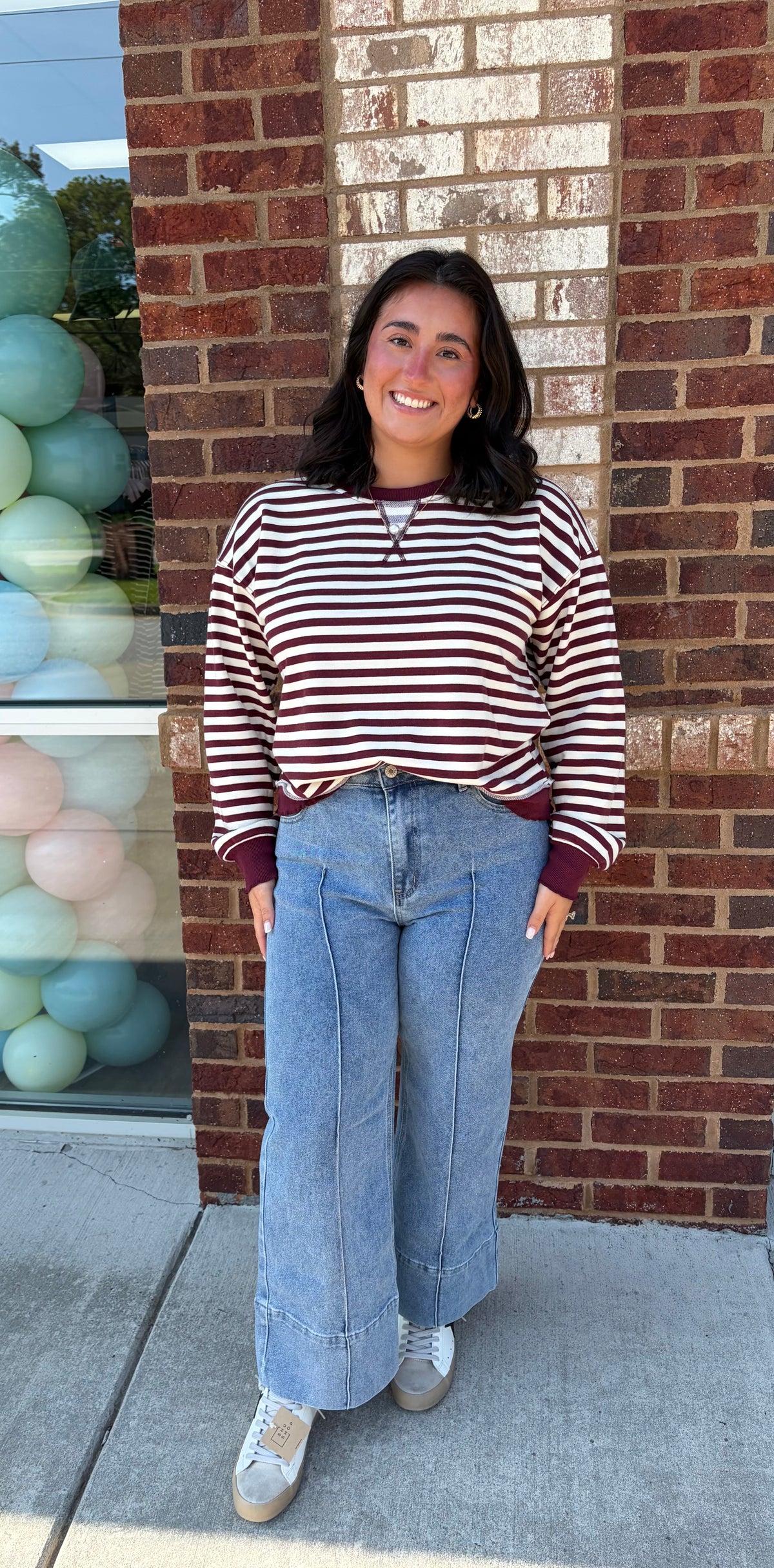 Mindy wine stripe top