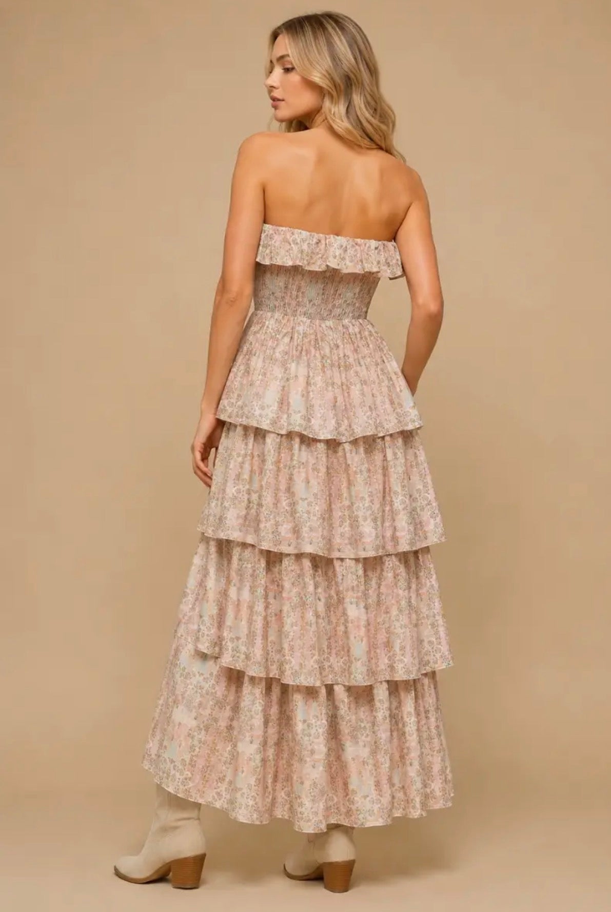 Vintage floral strapless dress