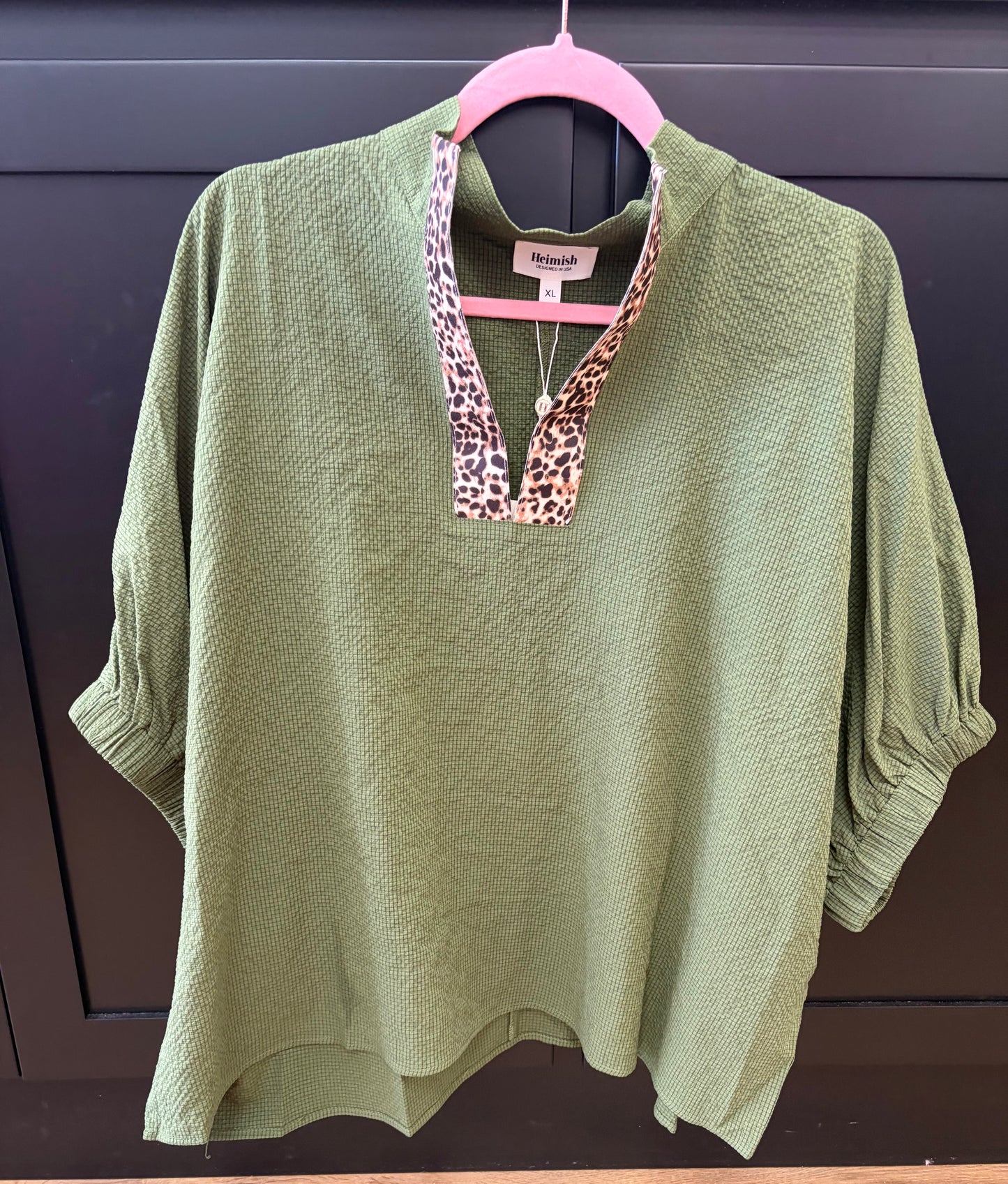 Olive cheetah curvy top