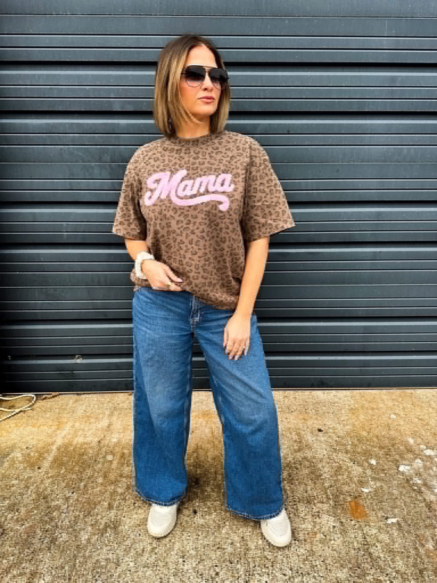 Mama cheetah fuzzy patch tee