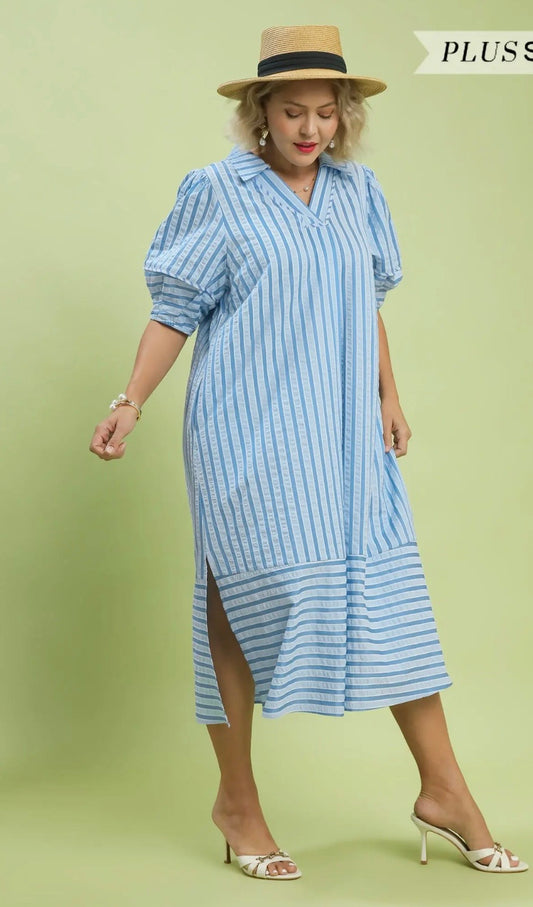 Blue stripe curvy dress